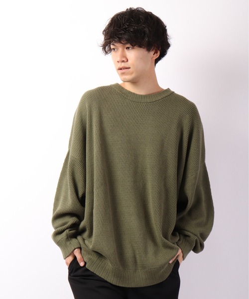 Revo.(レボ)の「ハニカムワッフル コットンニット LS Tee(ニット/セーター・メンズ・ブラック/カーキ/ナチュラル・L/M)」の1枚目の写真