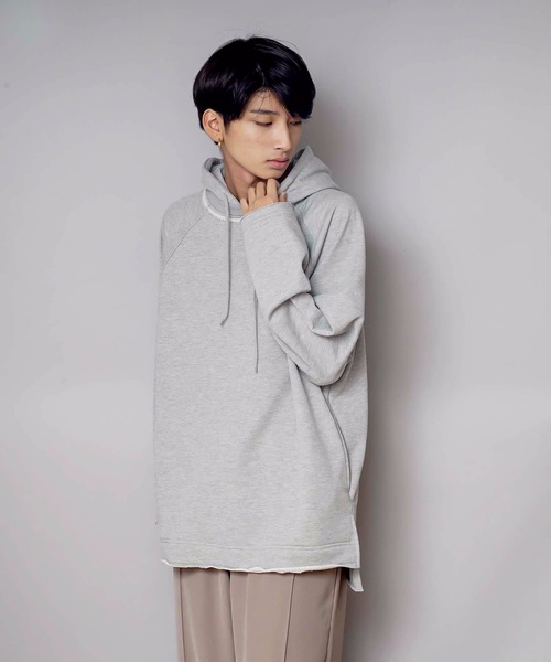 UNIIT(ユニット)の「【UNIIT/ユニット】ネックデザインルーズビッグシルエットプルパーカースウェット(パーカー・メンズ・ブルー系その他/グリーン/杢グレー/ホワイト/ベージュ/ブラック・SMALL/MEDIUM/LARGE)」の3枚目の写真