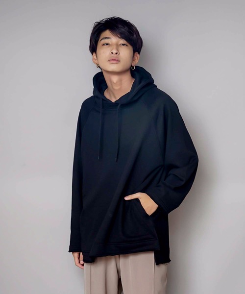 UNIIT(ユニット)の「【UNIIT/ユニット】ネックデザインルーズビッグシルエットプルパーカースウェット(パーカー・メンズ・ブルー系その他/グリーン/杢グレー/ホワイト/ベージュ/ブラック・SMALL/MEDIUM/LARGE)」の2枚目の写真