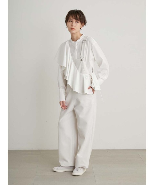 emmi(エミ)の「【emmi atelier】ストレッチサロペット(サロペット/オーバーオール・レディース・ホワイト/ブラック・1/0)」の7枚目の写真