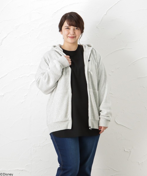 大きいサイズ Disney ミッキー ワンポイント刺繍 裏起毛ジップパーカー 大きいサイズ クイーンサイズ パーカー Disney ディズニー のファッション通販 Zozotown