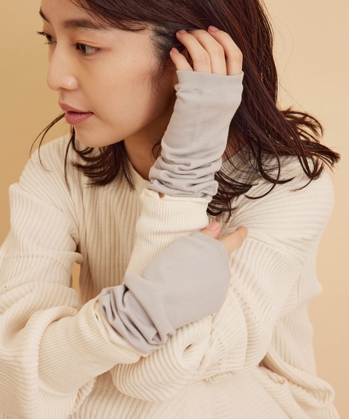 SALON adam et rope'（サロン アダム エ ロペ）の「オリジナル＿warmth マルチウォーマー（手袋・レディース・グレー/ピンク系その他2・FREE）」の2枚目の写真