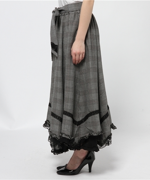 axes femme（アクシーズファム）の「チェックイレヘムロングスカート（スカート・レディース・ワイン/ブラウン/グレー・MEDIUM）」の5枚目の写真