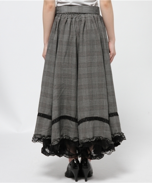 axes femme（アクシーズファム）の「チェックイレヘムロングスカート（スカート・レディース・ワイン/ブラウン/グレー・MEDIUM）」の6枚目の写真