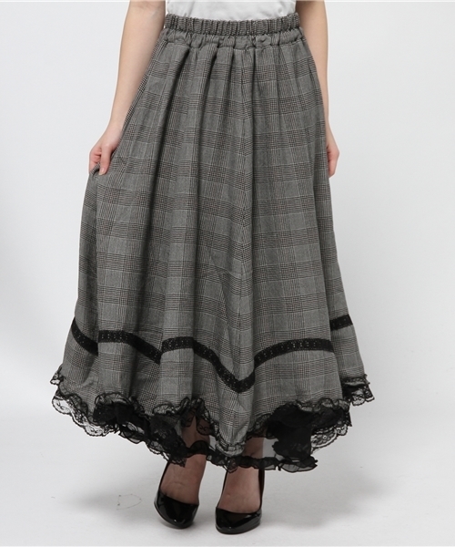 axes femme（アクシーズファム）の「チェックイレヘムロングスカート（スカート・レディース・ワイン/ブラウン/グレー・MEDIUM）」の11枚目の写真