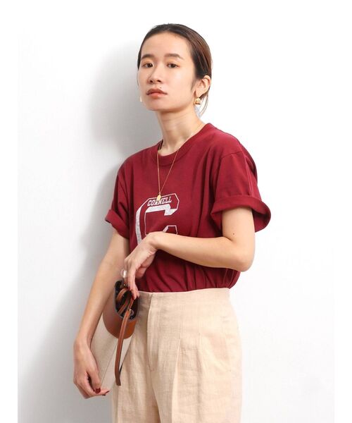 Ungrid(アングリッド)の「カレッジロゴTee(Tシャツ/カットソー・レディース・オフホワイト/ライトグレー/ボルドー・FREE)」の1枚目の写真