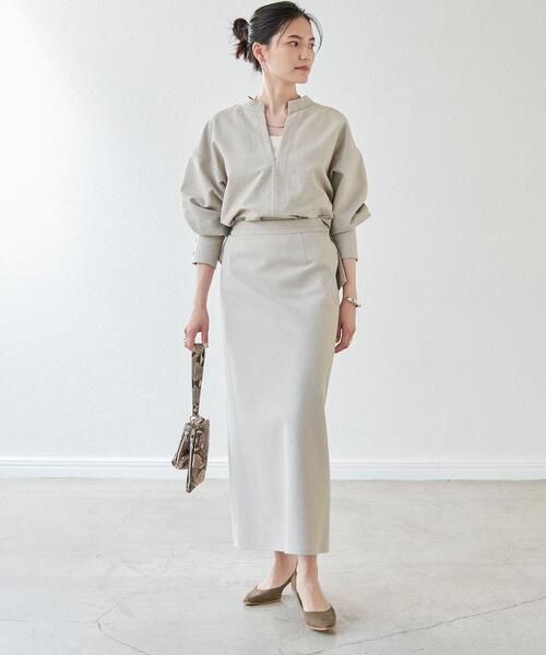 green label relaxing（グリーンレーベルリラクシング）の「コットニー スキッパー ブラウス（シャツ/ブラウス・レディース・ネイビー/ライム/ナチュラル・FREE）」の5枚目の写真