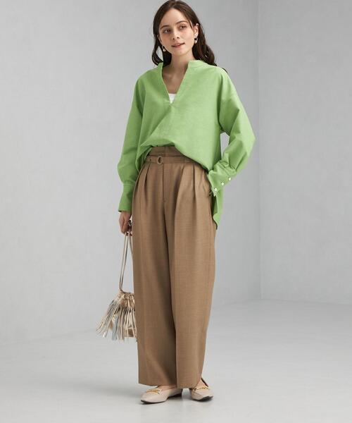 green label relaxing（グリーンレーベルリラクシング）の「コットニー スキッパー ブラウス（シャツ/ブラウス・レディース・ネイビー/ライム/ナチュラル・FREE）」の16枚目の写真