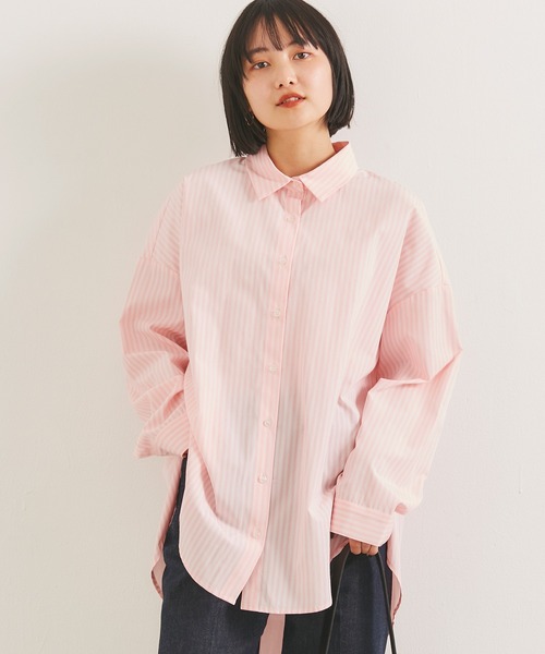 LAVEANGE(ラビアンジェ)の「バックロゴプリントストライプシャツ(シャツ/ブラウス・レディース・ピンク/ブルー/グリーン・LL/3L/4L/5L/M)」の20枚目の写真