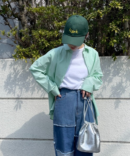 LAVEANGE(ラビアンジェ)の「バックロゴプリントストライプシャツ(シャツ/ブラウス・レディース・ピンク/ブルー/グリーン・LL/3L/4L/5L/M)」の16枚目の写真