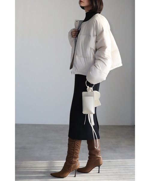 Bonjour Sagan（ボンジュールサガン）の「【ZOZO限定カラー】マフラー付きノーカラーダウンコート（ダウンジャケット/コート・レディース・アイボリー/ブラック/カーキ・FREE）」の21枚目の写真