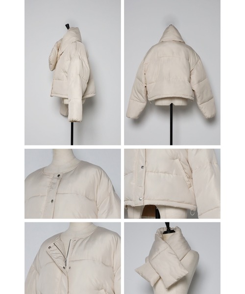 Bonjour Sagan（ボンジュールサガン）の「【ZOZO限定カラー】マフラー付きノーカラーダウンコート（ダウンジャケット/コート・レディース・アイボリー/ブラック/カーキ・FREE）」の12枚目の写真