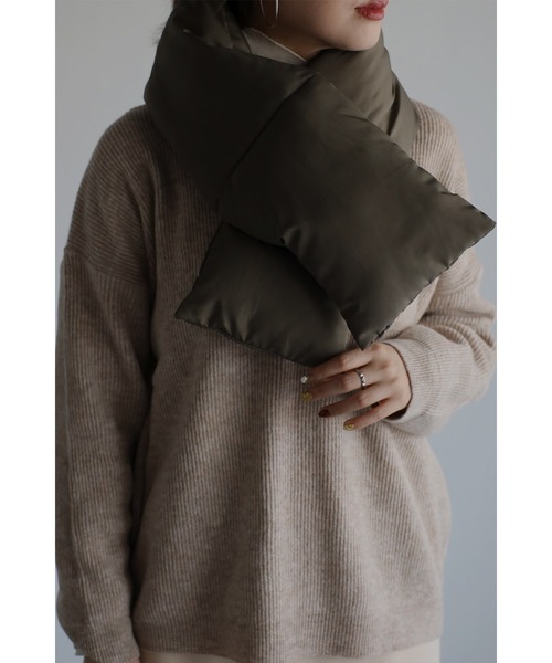 Bonjour Sagan（ボンジュールサガン）の「【ZOZO限定カラー】マフラー付きノーカラーダウンコート（ダウンジャケット/コート・レディース・アイボリー/ブラック/カーキ・FREE）」の6枚目の写真