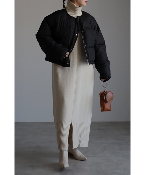 Bonjour Sagan（ボンジュールサガン）の「【ZOZO限定カラー】マフラー付きノーカラーダウンコート（ダウンジャケット/コート・レディース・アイボリー/ブラック/カーキ・FREE）」の13枚目の写真