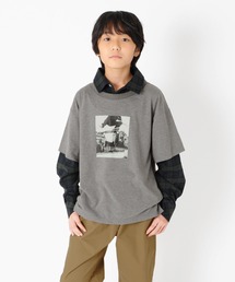 GLAZOS | 厚手天竺・ドロップショルダーシャツレイヤード風Tシャツ(Tシャツ/カットソー)