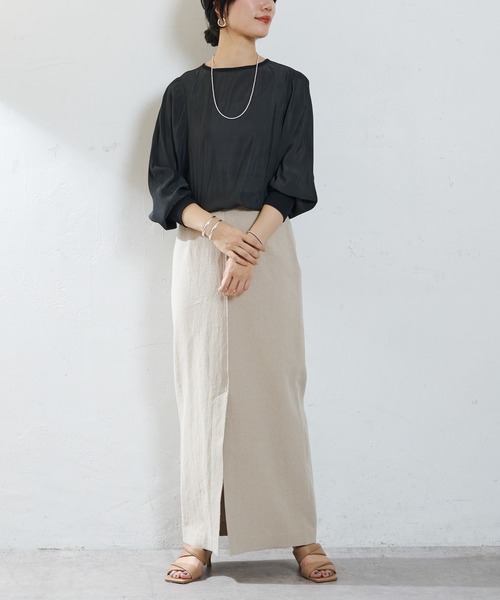 SHENERY（シーナリー）の「リネン混タイトマキシスカート（スカート・レディース・ブラック/ベージュ・36/38）」の15枚目の写真