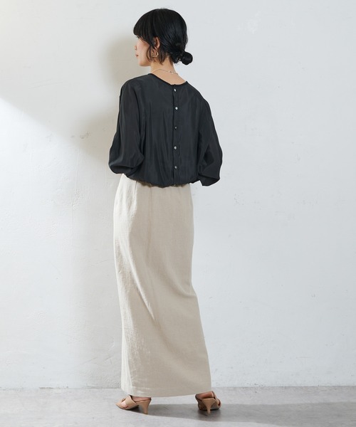 SHENERY（シーナリー）の「リネン混タイトマキシスカート（スカート・レディース・ブラック/ベージュ・36/38）」の18枚目の写真