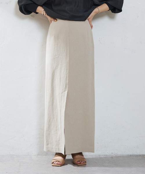 SHENERY（シーナリー）の「リネン混タイトマキシスカート（スカート・レディース・ブラック/ベージュ・36/38）」の12枚目の写真