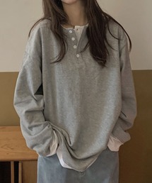 meJane | ルーズシルエットヘンリーネックドッキングロングTシャツ(Tシャツ/カットソー)