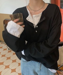 meJane | ヘンリーネックドッキングロングTシャツ(Tシャツ/カットソー)