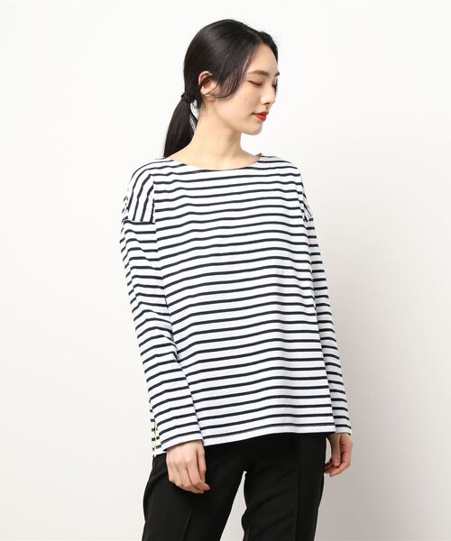 Q(キュー)の「ヘビーウェイトボーダーロンT(Tシャツ/カットソー・レディース・ネイビー系・MEDIUM)」の9枚目の写真