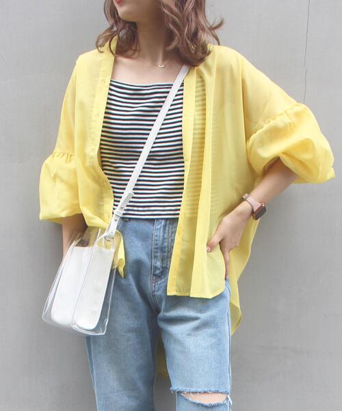 INGNI（イング）の「シアーBIG／シャツ（シャツ/ブラウス・レディース・ピンク/ブルー/アイボリー/ミント/グレー系その他/オレンジ/ピンク系/イエロー/ブルー系3/グリーン/ライトグリーン系/ブラック/パープル・M）」の10枚目の写真