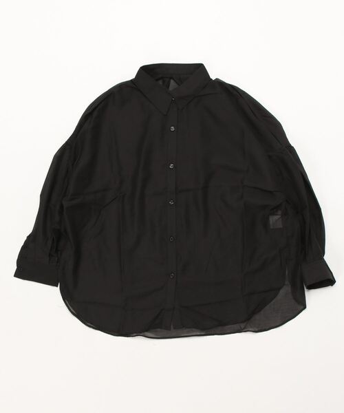 INGNI（イング）の「シアーBIG／シャツ（シャツ/ブラウス・レディース・ピンク/ブルー/アイボリー/ミント/グレー系その他/オレンジ/ピンク系/イエロー/ブルー系3/グリーン/ライトグリーン系/ブラック/パープル・M）」の2枚目の写真