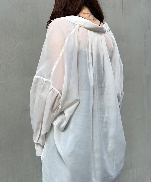 INGNI（イング）の「シアーBIG／シャツ（シャツ/ブラウス・レディース・ピンク/ブルー/アイボリー/ミント/グレー系その他/オレンジ/ピンク系/イエロー/ブルー系3/グリーン/ライトグリーン系/ブラック/パープル・M）」の21枚目の写真