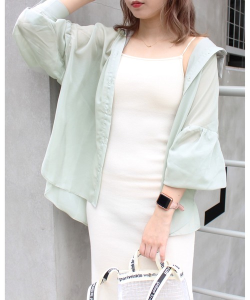 INGNI（イング）の「シアーBIG／シャツ（シャツ/ブラウス・レディース・ピンク/ブルー/アイボリー/ミント/グレー系その他/オレンジ/ピンク系/イエロー/ブルー系3/グリーン/ライトグリーン系/ブラック/パープル・M）」の17枚目の写真