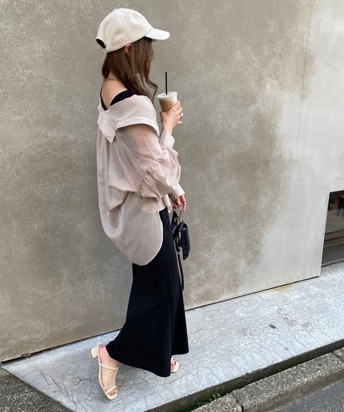 INGNI（イング）の「シアーBIG／シャツ（シャツ/ブラウス・レディース・ピンク/ブルー/アイボリー/ミント/グレー系その他/オレンジ/ピンク系/イエロー/ブルー系3/グリーン/ライトグリーン系/ブラック/パープル・M）」の16枚目の写真