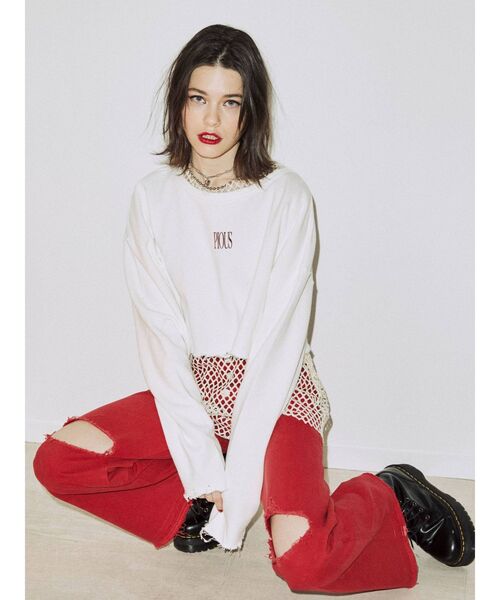 jouetie（ジュエティ）の「クロップドダメージプルオーバー（Tシャツ/カットソー・レディース・オフホワイト/グレー/ブラック/グリーン・MEDIUM）」の2枚目の写真