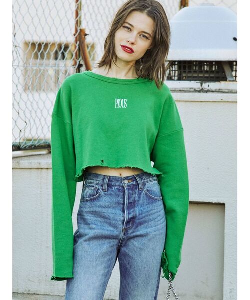 jouetie（ジュエティ）の「クロップドダメージプルオーバー（Tシャツ/カットソー・レディース・オフホワイト/グレー/ブラック/グリーン・MEDIUM）」の4枚目の写真