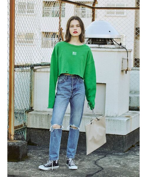 jouetie（ジュエティ）の「クロップドダメージプルオーバー（Tシャツ/カットソー・レディース・オフホワイト/グレー/ブラック/グリーン・MEDIUM）」の20枚目の写真