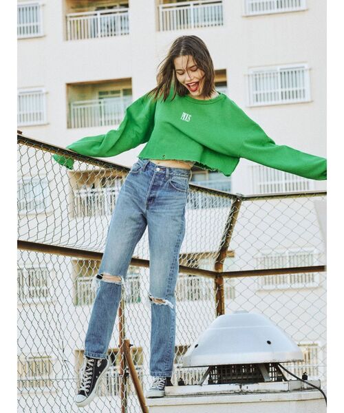 jouetie（ジュエティ）の「クロップドダメージプルオーバー（Tシャツ/カットソー・レディース・オフホワイト/グレー/ブラック/グリーン・MEDIUM）」の18枚目の写真