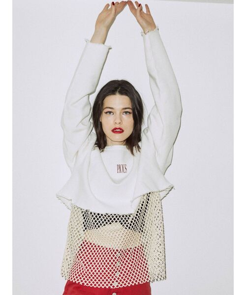 jouetie（ジュエティ）の「クロップドダメージプルオーバー（Tシャツ/カットソー・レディース・オフホワイト/グレー/ブラック/グリーン・MEDIUM）」の6枚目の写真