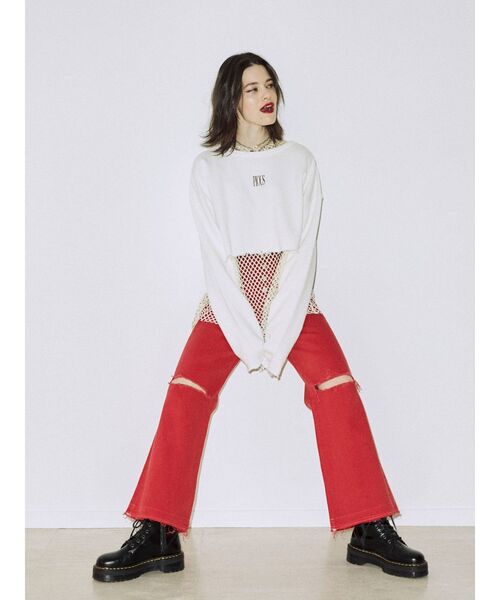 jouetie（ジュエティ）の「クロップドダメージプルオーバー（Tシャツ/カットソー・レディース・オフホワイト/グレー/ブラック/グリーン・MEDIUM）」の19枚目の写真