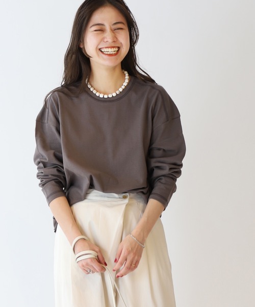 JOURNAL STANDARD relume(ジャーナルスタンダード レリューム)の「ナシジジャージーステッチロングスリーブTEE(Tシャツ/カットソー・レディース・ホワイト/チャコールグレー/ベージュ・FREE)」の3枚目の写真