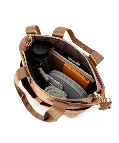 DRESKIP（ドレスキップ）の「◆【撥水/大きめ収納ポケット4つ】2WAYショルダー付きトート（トートバッグ・レディース・ブラック/ベージュ/パープル系4/ピンク系・00）」の10枚目の写真