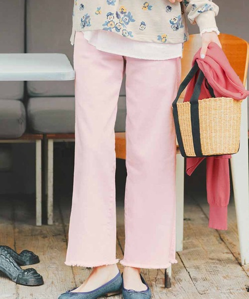 Live in comfort（リブインコンフォート）の「リブ　イン　コンフォート　はき心地もカラーもやわらかな　もちもちフリンジパンツ（デニムパンツ・レディース・アイボリー/グリーン系その他/ライトピンク/ライトブルー・6/8/9/7/10/5）」の2枚目の写真