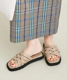 BY プクメッシュスクエアトゥ スライダーサンダル ∴