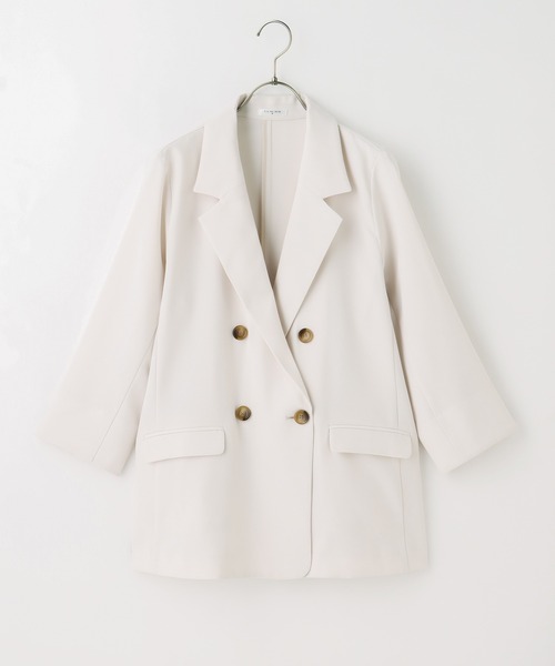 Honeys（ハニーズ）の「８分袖ダブル釦テーラー（テーラードジャケット・レディース・ブラック/ネイビー/アイボリー/グリーン系その他/ライトベージュ/ダークベージュ・S/M/L）」の13枚目の写真