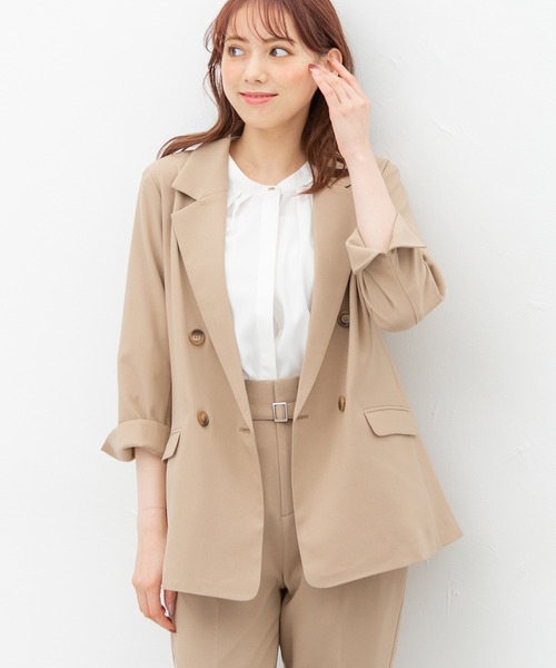 Honeys（ハニーズ）の「８分袖ダブル釦テーラー（テーラードジャケット・レディース・ブラック/ネイビー/アイボリー/グリーン系その他/ライトベージュ/ダークベージュ・S/M/L）」の20枚目の写真