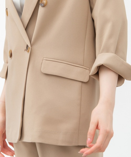 Honeys（ハニーズ）の「８分袖ダブル釦テーラー（テーラードジャケット・レディース・ブラック/ネイビー/アイボリー/グリーン系その他/ライトベージュ/ダークベージュ・S/M/L）」の16枚目の写真