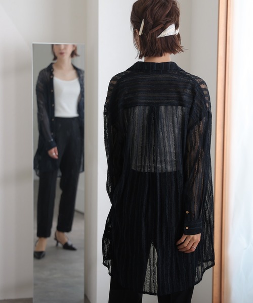 atlo(アトロ)の「総レース ロング丈シャツ(シャツ/ブラウス・レディース・ブラック/ベージュ/ネイビー・M/L)」の11枚目の写真