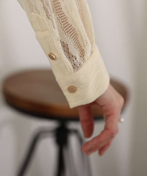 atlo(アトロ)の「総レース ロング丈シャツ(シャツ/ブラウス・レディース・ブラック/ベージュ/ネイビー・M/L)」の15枚目の写真