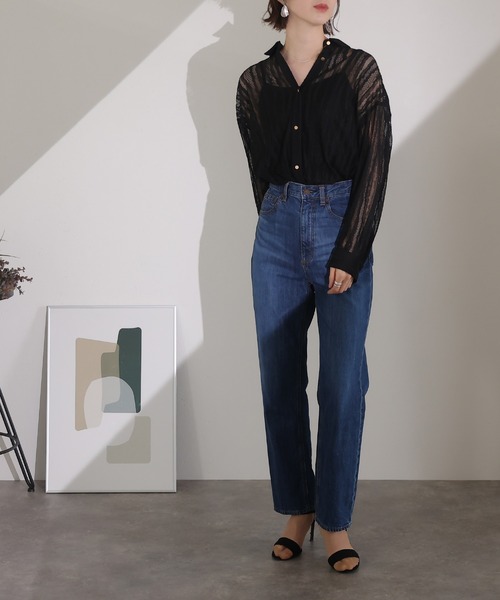 atlo(アトロ)の「総レース ロング丈シャツ(シャツ/ブラウス・レディース・ブラック/ベージュ/ネイビー・M/L)」の18枚目の写真