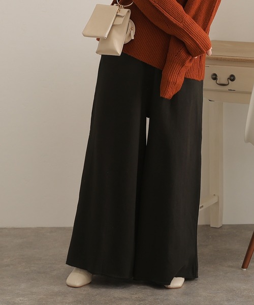 ElegChic(エレグシック)の「裏起毛ゆったりワイドパンツ(その他パンツ・レディース・ライトカーキ/杢グレー/ブラック・4L/XL/M)」の2枚目の写真
