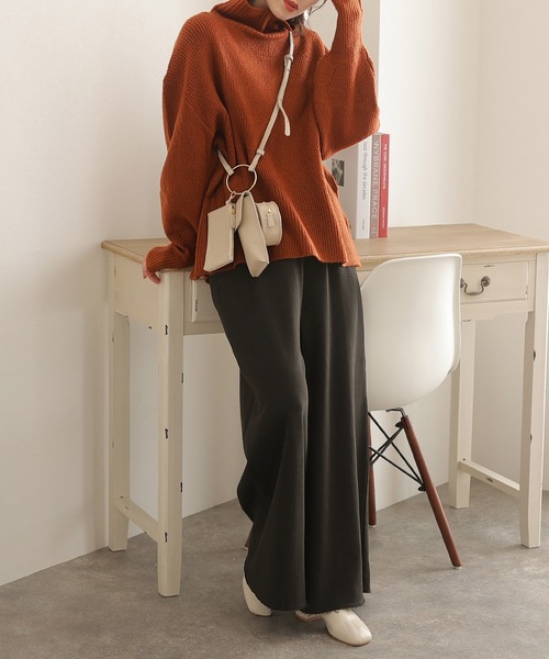 ElegChic(エレグシック)の「裏起毛ゆったりワイドパンツ(その他パンツ・レディース・ライトカーキ/杢グレー/ブラック・4L/XL/M)」の5枚目の写真