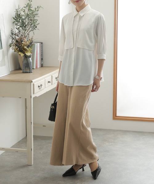 ElegChic(エレグシック)の「裏起毛ゆったりワイドパンツ(その他パンツ・レディース・ライトカーキ/杢グレー/ブラック・4L/XL/M)」の13枚目の写真