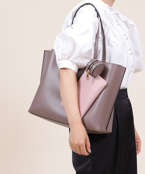 BASE（ベース）の「A4対応 スクエア・ラウンド型ポーチ付き  トートバッグ（トートバッグ・レディース・ブラック/グレー/ベージュ/グリーン/ブラウン系その他・FREE）」の16枚目の写真